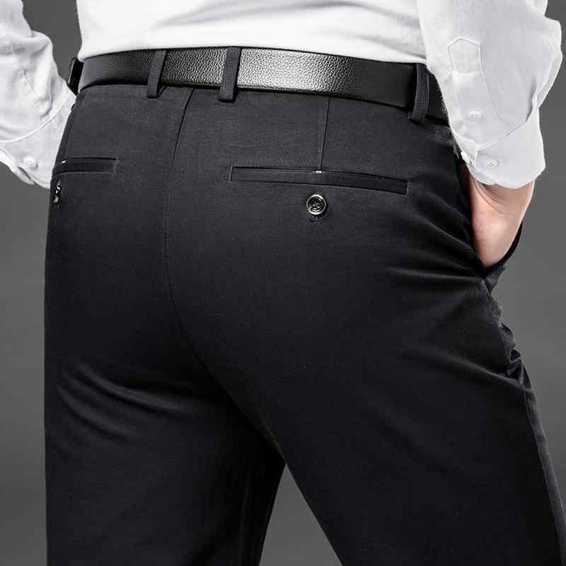 パンツ メンズ 男性用 大きいサイズ ズボン 秋冬 春秋 コットン ビジネスカジュアル ストレート 厚手 黒 ブラック ゆったり 高弾性
