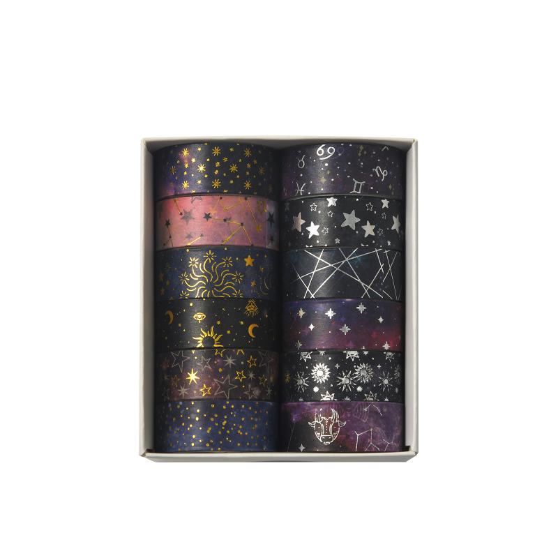 文房具 和紙テープ 星空 月 太陽 花 DIY 手芸 デコレーション シール マスキングテープ(x3)