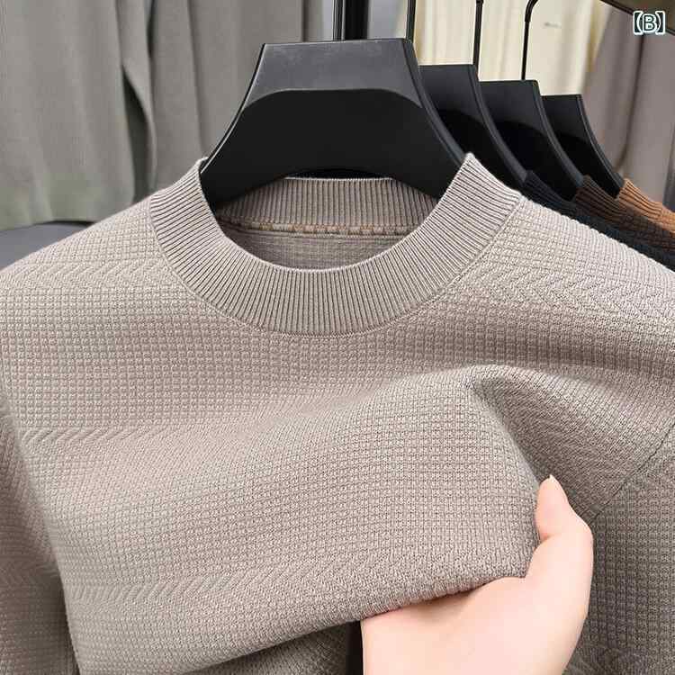 ニット メンズ ニットトップス ハーフネック 秋冬 長袖 プルオーバー アクリル ポリエステル 混紡 ゆったり 厚手 ブラック キャメル カーキ ブラウン linears-10527661 LINEAR shop サンプル画像3