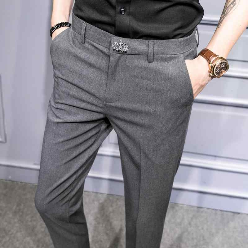 Rakuten - パンツ 男性用 スリム テーパードパンツ ビジネス フォーマル スラックス メンズ 紳士 小さめストレート 無地 ポリエステル混紡 黒 ブラック グレー