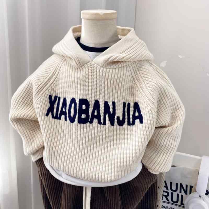 ニット キッズ 男の子 子供服 長袖 ニット帽付き トップス 秋冬 韓国 綿 柔らかい ベージュ 90 100 110 120 130 140(4)