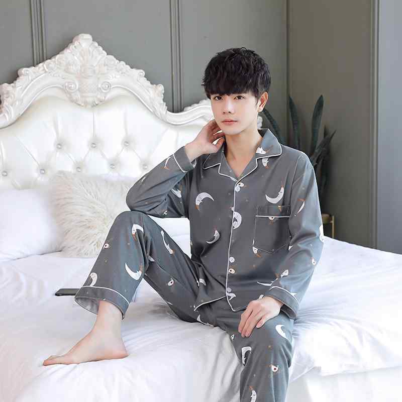 パジャマ メンズ 男性用 春秋 長袖 2点セット 部屋着 ルームウェア 寝間着 大きいサイズ 普段使い ポリエステル 翻領