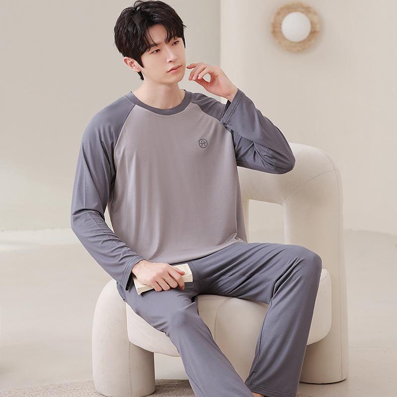 パジャマ メンズ 男性用 セットアップ 長袖 長ズボン モダール 薄手 ルームウェア 部屋着 リラックス ..