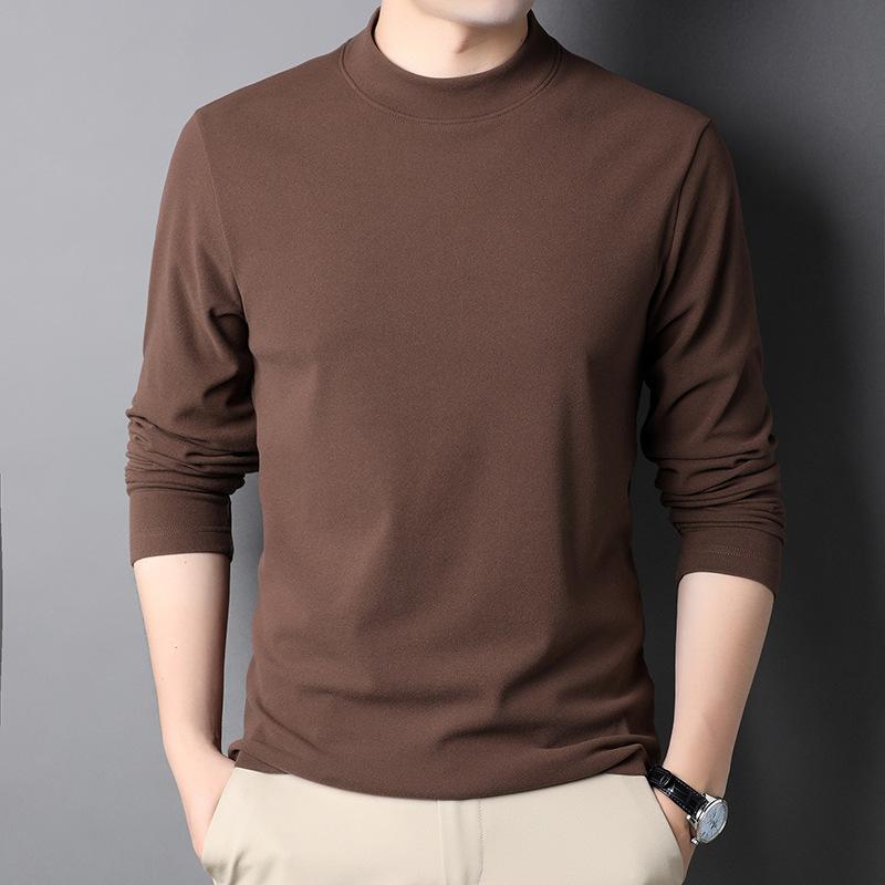 Tシャツ メンズ 長袖 ハーフハイネック 無地 インナー 部屋着 カジュアル トップス ポリエステル 秋冬