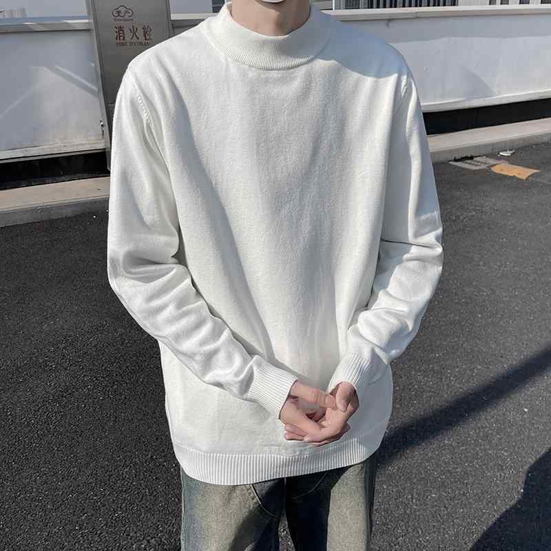 ニット メンズ 男性用 ハーフハイネック プルオーバー ゆったり 無地 豪華 カジュアル トップス インナ..