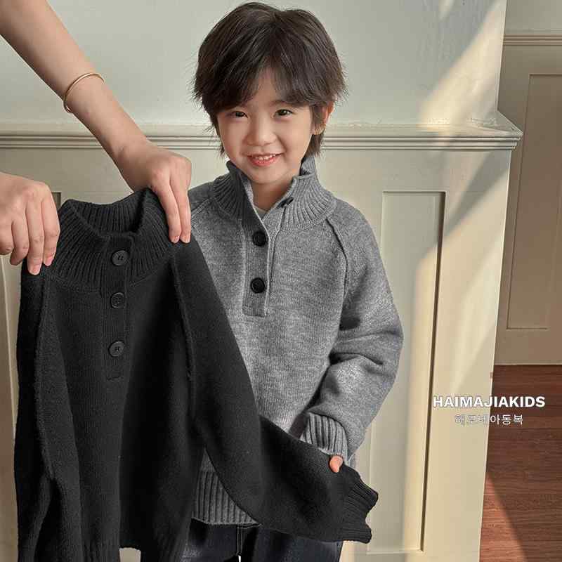 ニット キッズ 男の子 セーター 子供服 冬服 ハーフハイネック 暖かい アクリル 無...
