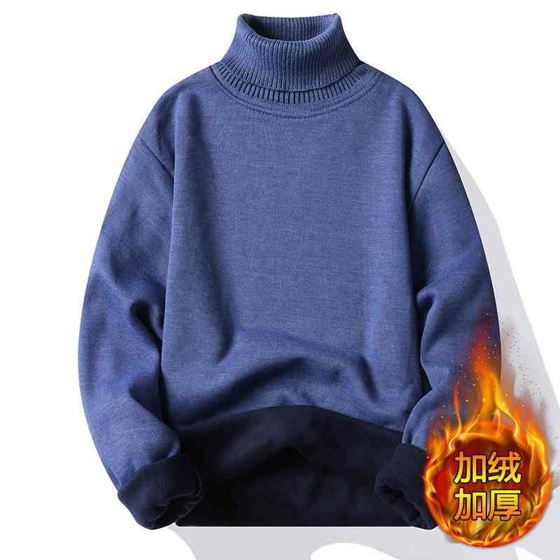 2個セットニット メンズ 秋冬 高ネック 長袖 カットソー ポリエステル トップス 無地 プルオーバー 暖かい インナー