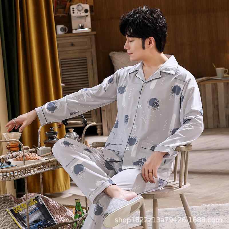 Rakuten - パジャマ メンズ 男性用 春秋冬 長袖 開襟 ニット 綿 部屋着 ルームウェア 上下セット リラックス ウェア 普段使い 寝間着 寝巻き 快適 伸縮性 ポリステル