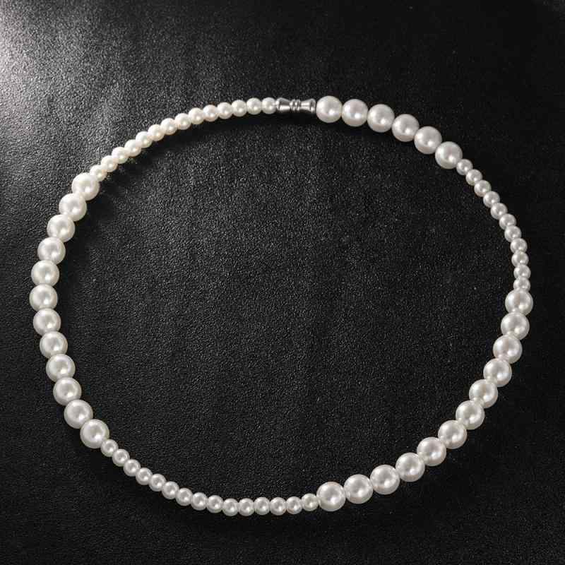 Garnet - ネックレス 男性用 女性用 チタン鋼 パール チョーカー ヒップホップ アクセサリー スチール アフリカ 南米 東南アジア 北米 アジア 中東