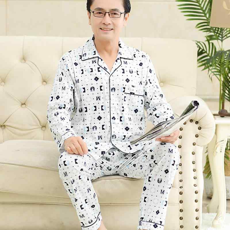 パジャマ メンズ 男性用 春秋 ニットコットン 長袖 長ズボン 前開き 襟付き シニア ルームウェア 部屋着 リラックス ゆったり 大きいサイズ ポリエステル