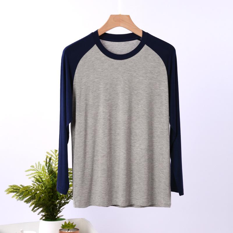 パジャマ メンズ 部屋着 男性用 モダール 長袖 薄手 プルオーバー リラックス 春秋 快適 通気性 無地 ルームウェア 普段使い 伸縮性 ホテル 浴場 灰青 黒グレー 白グレー 灰緑 海蘭灰