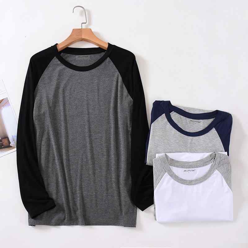 パジャマ メンズ 男性用 トップス 再生繊維 長袖 薄手 ラウンドネック プルオーバー 部屋着 寝間着 リラックス 通気性 伸縮性 快適 ブラック ネイビー グレー 春夏 秋