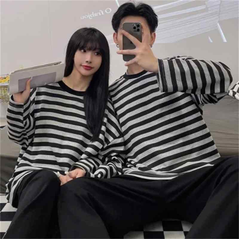 ルームウェア レディース メンズ パジャマ 春秋 薄手 夫婦 カップル 綿 長袖 上下セット かわいい 寝間着 部屋着 普段使い ホテル 浴場 リラックス ウェア グレー ブラック ストライプ