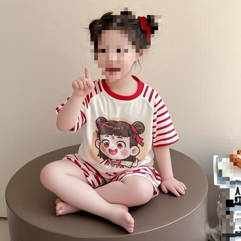 子供用パジャマ 半袖 短パン 薄手 春夏 女の子 ベビー 男の子 ルームウェア 上下セット ストライプ柄 ..