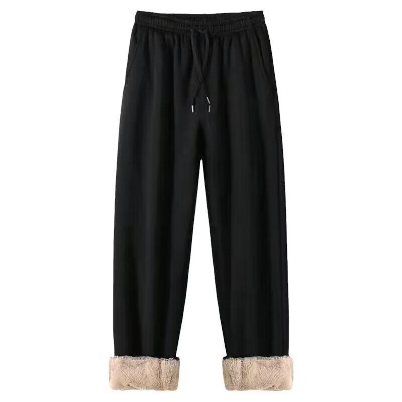 パンツ 男性用 秋冬 裏起毛 暖か ウエストゴム リラックスパンツ ポリエステル 黒 白 L XL 2XL 3XL 4XL 5XL