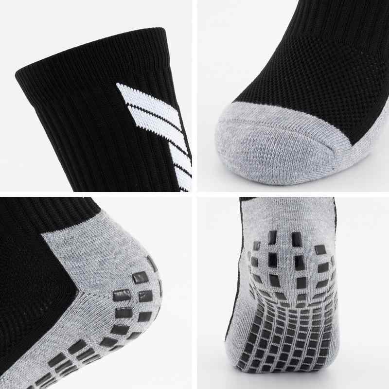 靴下 男性用 滑り止め付き パイル地 スポーツ ソックス 中筒丈 大人 学生 試合用 トレーニング バスケットボール サッカー 両用 ナイロン混紡 ブラック ホワイト 冬(x3)(4)