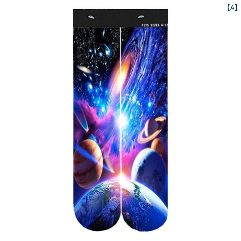 靴下 メンズ 男性用 ソックス 3D デジタルプリント 通気性 吸汗 防摩擦 個性派 カジュアル ポリエステル 高筒 秋(x12)(4)