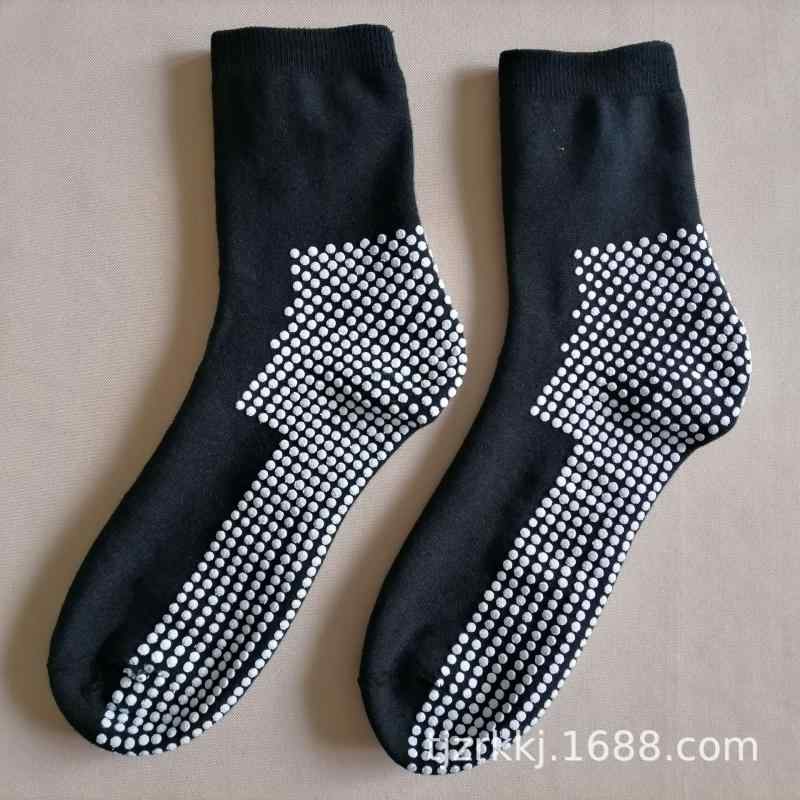 靴下 秋冬用 高齢者 発熱 ソックス トルマリン 加工 厚手 コットン 混紡 カジュアル 紳士 婦人 防臭 (x5)