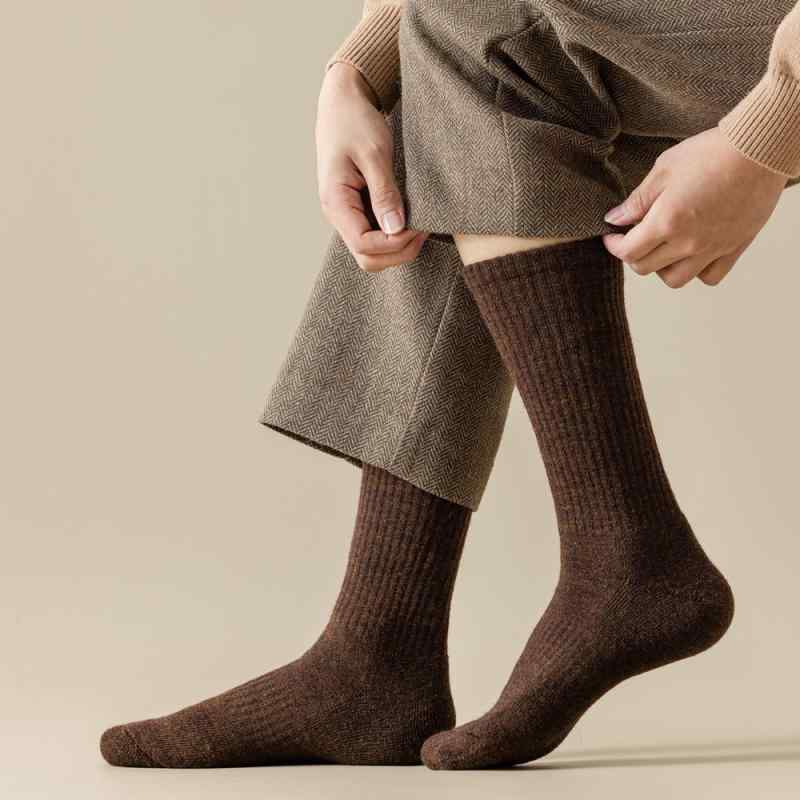 靴下 メンズ 男性用 メリノウール ソックス 秋冬 加厚 中筒 裏起毛 パイル編み 雪用 防寒 保温 カジュアル 紳士 黒 ブラック(x2)