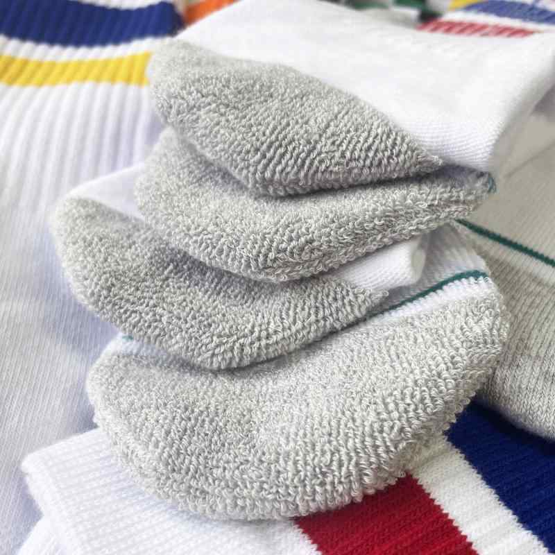 靴下 メンズ 男性用 スポーツソックス バスケットボール ソックス パイル地 クッション性 吸汗 中筒 縞..