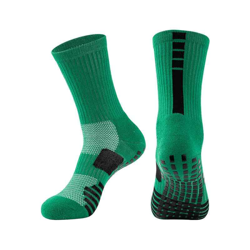 靴下 メンズ レディース 厚手 パイル地 吸汗 滑り止め スポーツ ソックス ロング 学生 トレーニング サッカー 黒 白 オレンジ 緑(x2)