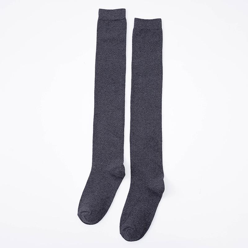 靴下 レディース 秋冬 厚手 裏起毛 あったか オーバーニーソックス ニーハイソックス 滑り止め付き コットン 高筒 レッグウォーマー 女性用 コーヒー 墨黒 ブラック ダークグレー ライトグレー イエロー オフホワイト ワインレッド
