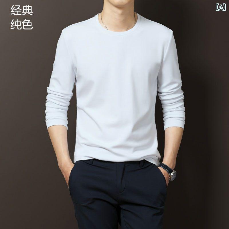 Tシャツ メンズ 男性用 長袖 コットン Tシャツ カットソー 丸首 無地 ゆったり 春秋 白 黒 グレー スポーティー カジュアル