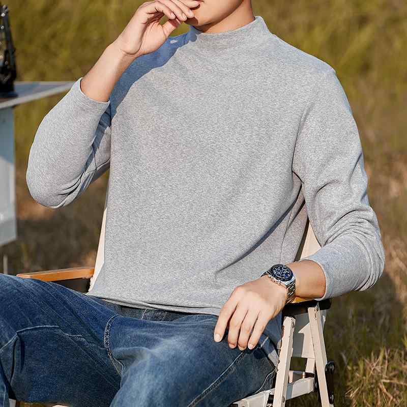 Tシャツ メンズ 男性用 ウール 混紡 タートルネック 長袖 カットソー 秋冬 インナー 普段使い 保温性(x2)