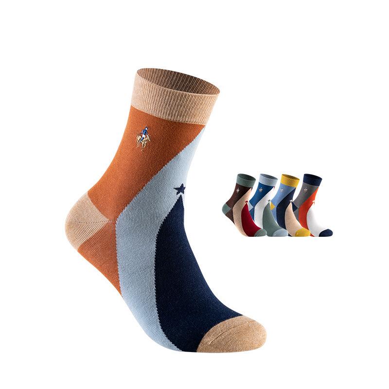 靴下 メンズ 男性用 中筒ソックス 精梳綿 吸汗性 通気性 秋冬 カジュアル 5色セット