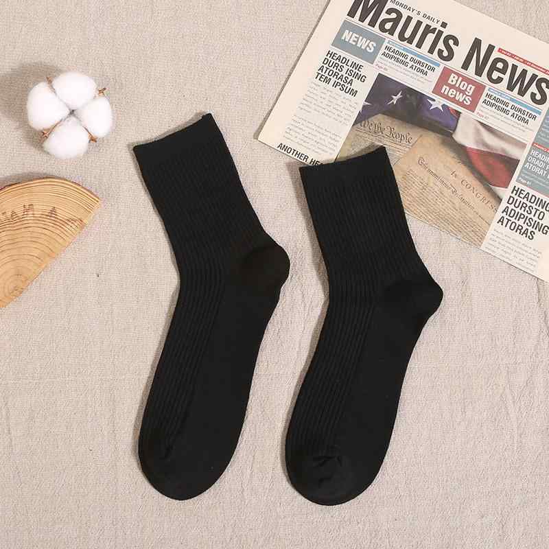 靴下 男性用 厚手 リブ編み コットン カジュアル ソックス 黒 白 グレー 紺 無地 吸汗 冬 紳士 普段使い