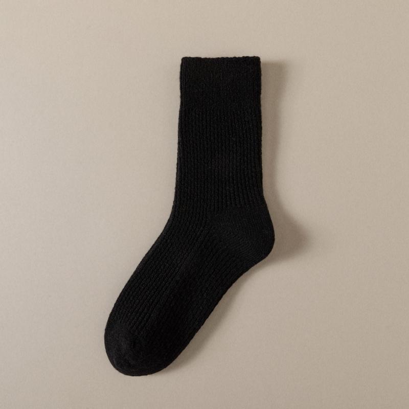 靴下 メンズ 男性用 ウール混紡 厚手 裏起毛 あったか ソックス 秋冬用 ミドル丈 リブ編み カジュアル ..