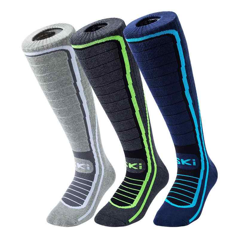 靴下 メンズ 男性用 厚手 パイルソックス 保温 スキー ソックス アウトドア 登山 冬 雪 スポーツ 綿 混紡 切り替え ネイビー 濃いグレー 薄手グレー