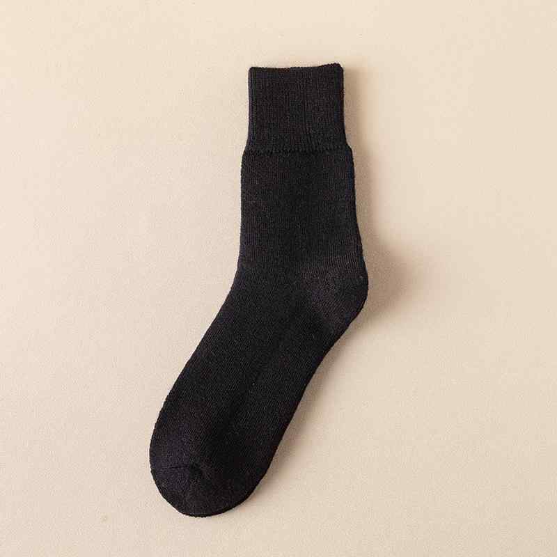 靴下 メンズ 男性用 ウール混紡 ソックス 秋冬 厚手 パイル編み あったか 防寒 無地 黒 コーヒー 紺 赤 グレー カジュアル