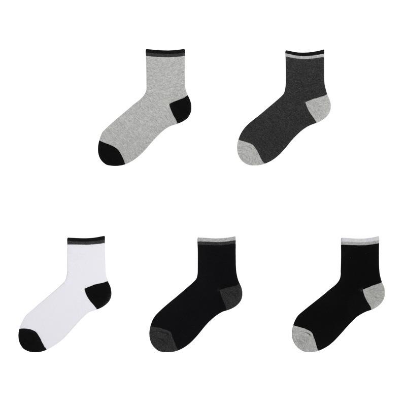 靴下 メンズ 男性用 ビジネス ソックス 5足 セット コットン 混紡 中筒 リブ 無地 通気性 吸汗 防臭 オールシーズン 通勤 普段使い