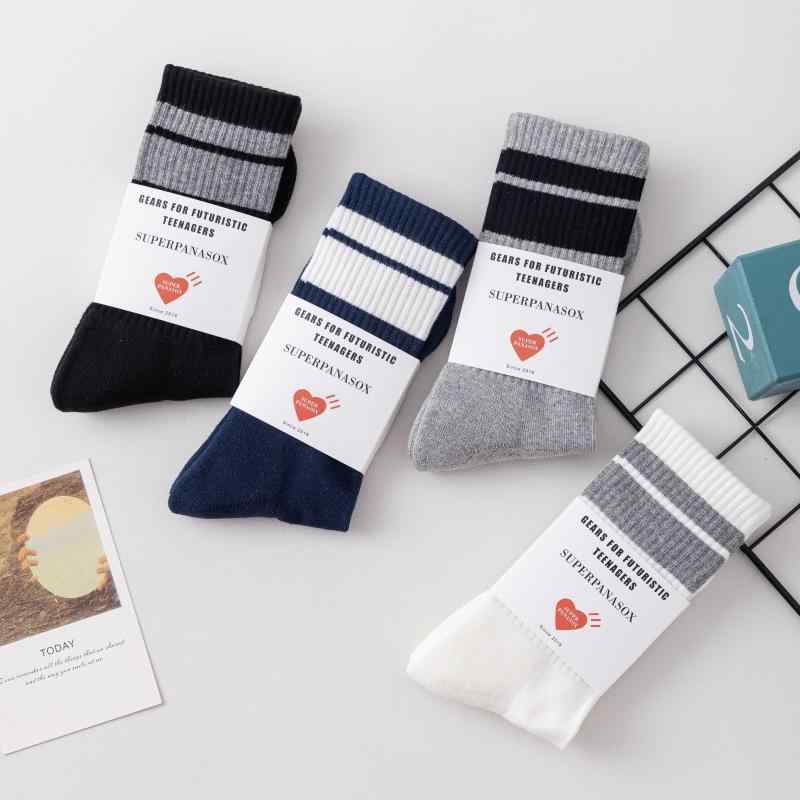 靴下 メンズ 男性用 ソックス スポーツ バスケットボール 中筒丈 リブ編み 綿混 手編み 無地 白 黒 紺..