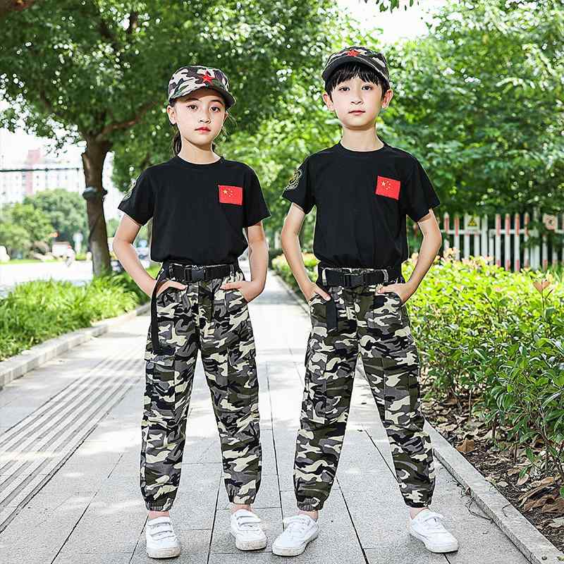 キッズ 迷彩 セットアップ 春秋 軍服 トレーニングウェア スポーツウェア 綿 親子コーデ
