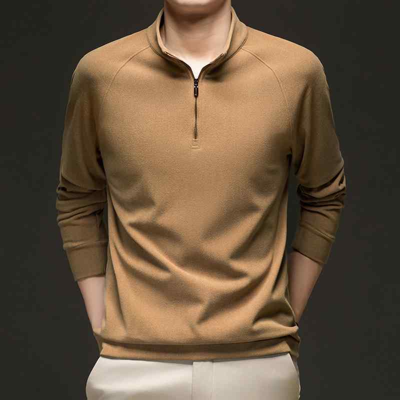 Tシャツ メンズ 男性用 秋冬 裏起毛 ハーフジップ トレーナー プルオーバー トップス カットソー 無地 ゆったり 暖かい カジュアル シンプル