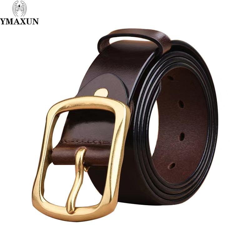 ベルト 男性用 革 牛革 レザー 針 バックル 銅製 カジュアル ビジネス 普段使い ブラック ブラウン 120cm