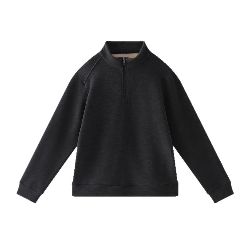 Tシャツ メンズ 長袖 カットソー ハーフジップ スタンドカラー 暖かい 防寒 アンダーウェア 無地 ポリ..