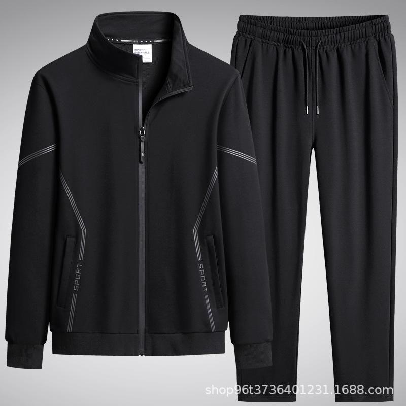 スポーツウェア メンズ 男性用 トラックスーツ 上下セット 長袖 ジャージ セットアップ ルームウェア 部屋着 運動着 立襟 ポリエステル 大きいサイズ ゆったり ブラック ブルー グレー