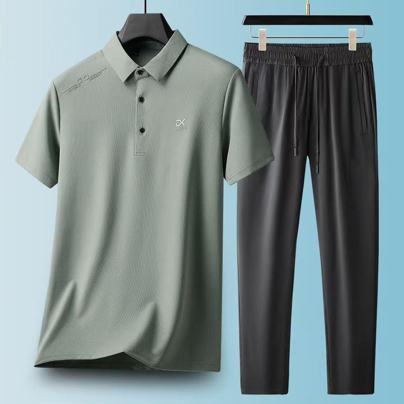メンズ 接触冷感 半袖ポロシャツ ショートパンツ 上下セット 男性用 スポーツウェア 部屋着 薄手 普段使い 運動着 ポリエステル 青緑 黒 カーキ