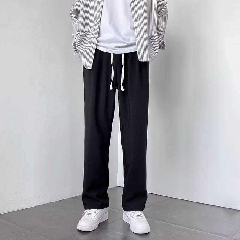 パンツ 男性用 ズボン スポーツ ウェア カジュアル 薄手 ストレート 伸縮性 ポリエステル ブラック カーキ グレー