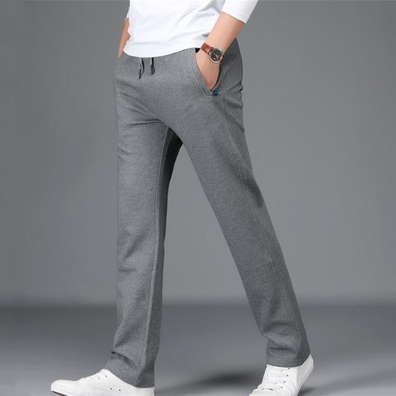 パンツ メンズ 運動パンツ ストレートパンツ 男性用 ズボン ロングパンツ ルームウェア 普段使い ゆったり 厚手 春秋 高腰 ウエストゴム 紐付き 綿混紡 深グレー 黒 グレー(x10)