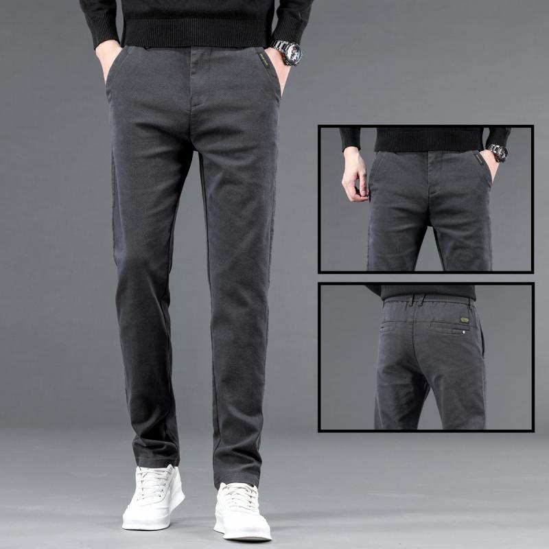パンツ メンズ 男性用 春秋 カジュアル ロングパンツ スリム ストレッチ ズボン ボトムス ストレート 薄手 ブラック グレー ブラウン ..