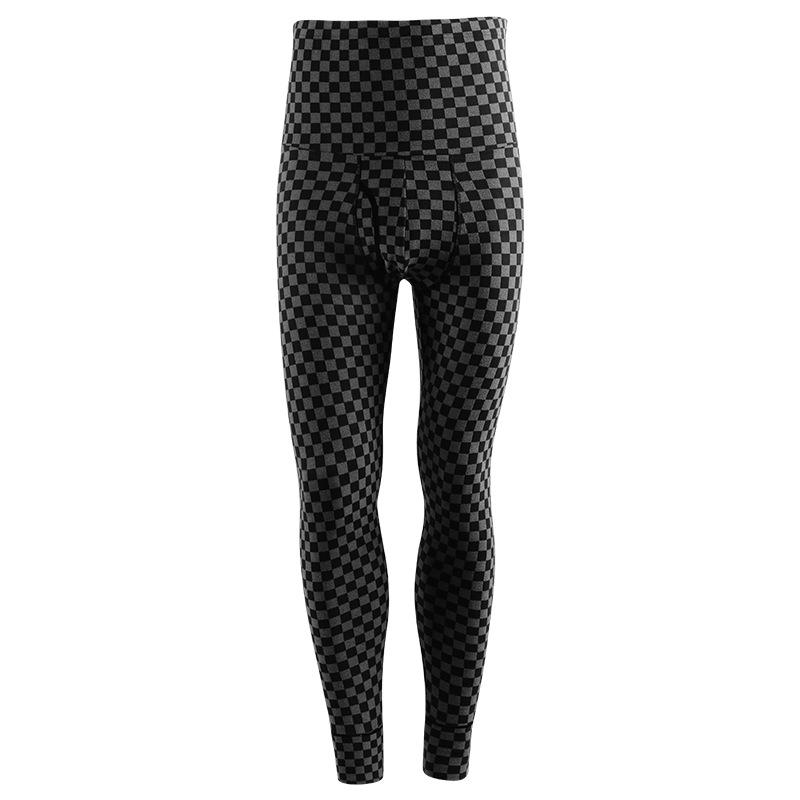メンズ インナー あったかインナー 高機能インナー 防寒下着 スパッツ レギンス ズボン下 ポリエステル 厚手 裏起毛 千鳥格子柄 黒 大きいサイズ(x3)