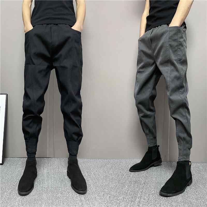 パンツ 男性用 ハーレムパンツ カーゴパンツ スリム テーパードパンツ アンクルパンツ ミドルエイジ 接触冷感 伸縮性 ブラック グレー