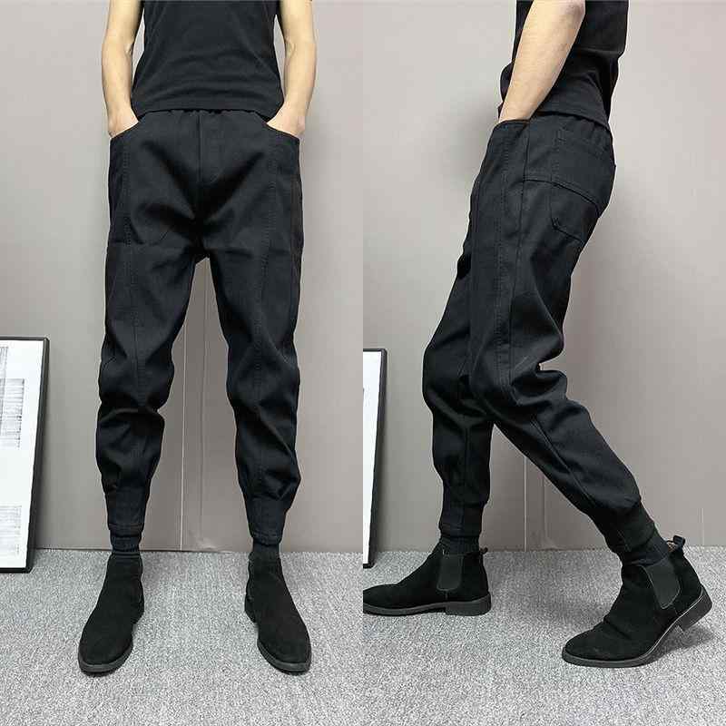 パンツ 男性用 ハーレムパンツ カーゴパンツ スリム テーパードパンツ アンクルパンツ ミドルエイジ 接触冷感 伸縮性 ブラック グレー
