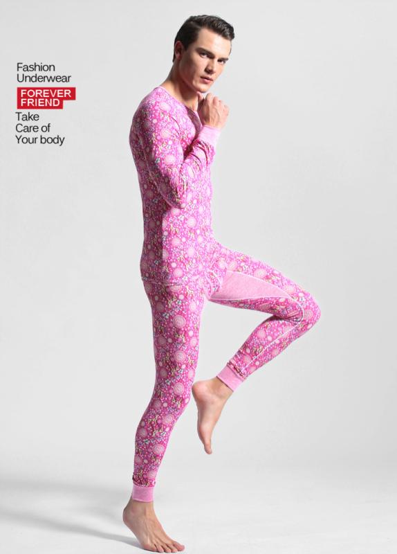 メンズ インナー 男性用 コットン 秋用 レギンス スパッツ 九分丈 M L XL XXL 鹿柄 ローズレッド ブルー(x3)