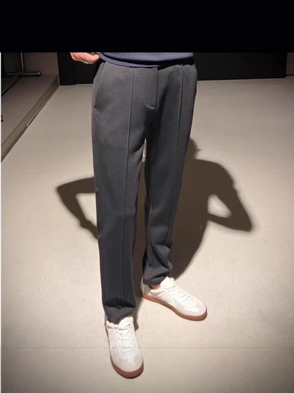 Pants - パンツ メンズ 男性用 秋冬 ズボン スラックス ストレート 無地 厚手 ビジネス カジュアル ゆったり グレー ブラック 大きいサイズ