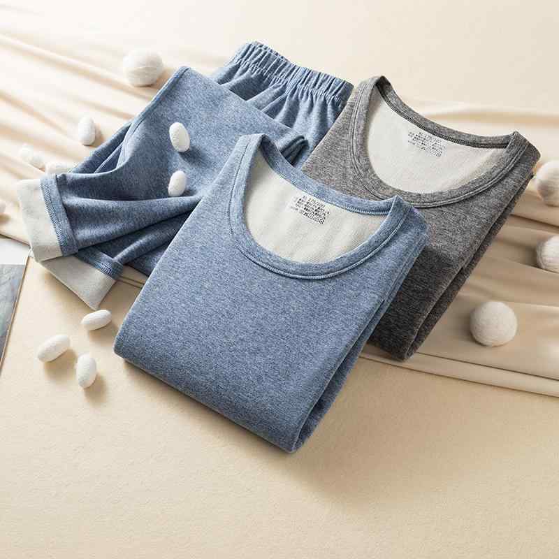 インナー メンズ 男性用 保温 上下セット ウール ポリエステル 混紡 伸縮 ストレッチ あったか 肌着 長袖 長ズボン(x2)